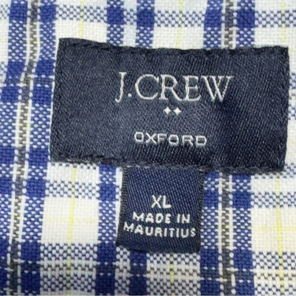 J.‎ Crew Slim Oxford Blue Yellow Plaid Business Casual Button Down Shirt Size XL